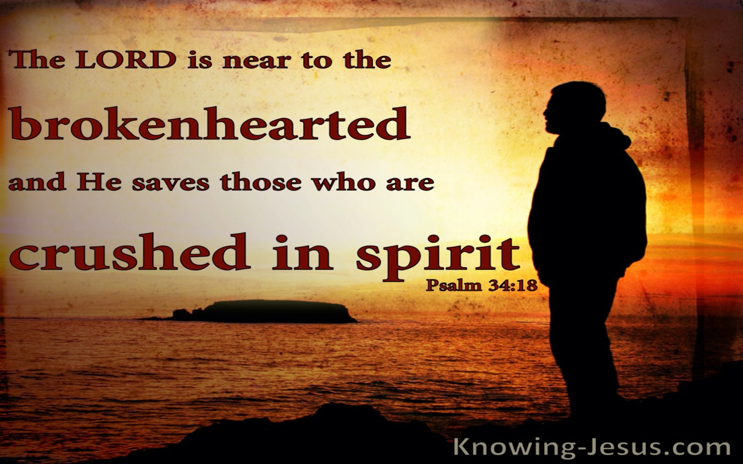 Psalm 34:18 The Lord Is Close To The Brokenhearted (red)